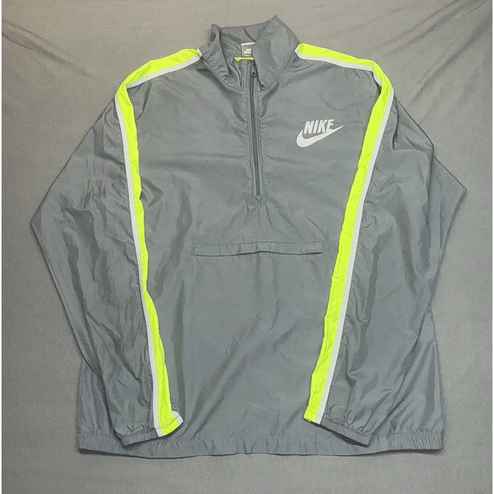Nike Sportswear Windbreaker Pullover Jacket Grey & Green Men's Size Large VTG